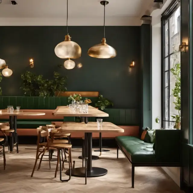 Concept render: Restaurant / cafe interior, placeholder imagery