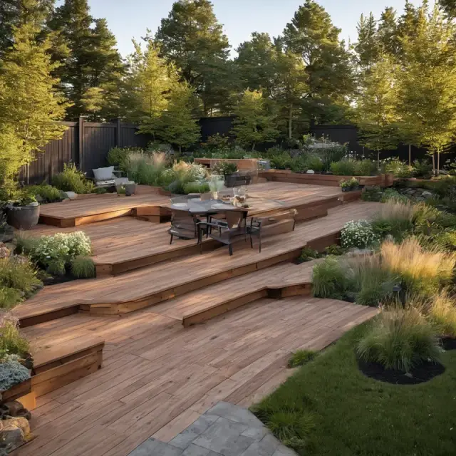 Concept render: Backyard deck & planting, placeholder imagery