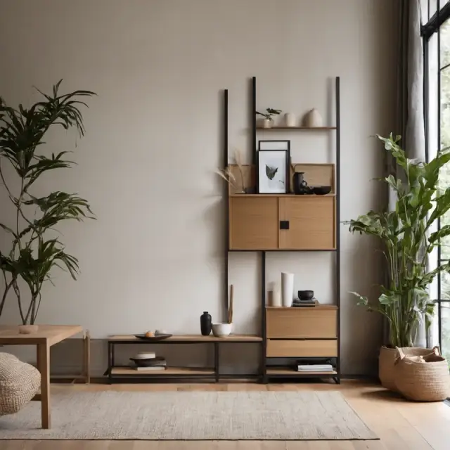 Concept render: Living room, Japandi, placeholder imagery