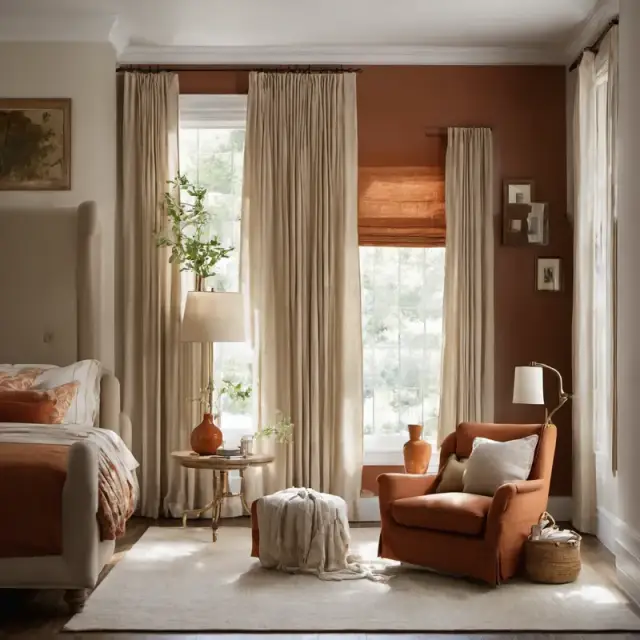 Concept render: Guest bedroom, bold colour, placeholder imagery