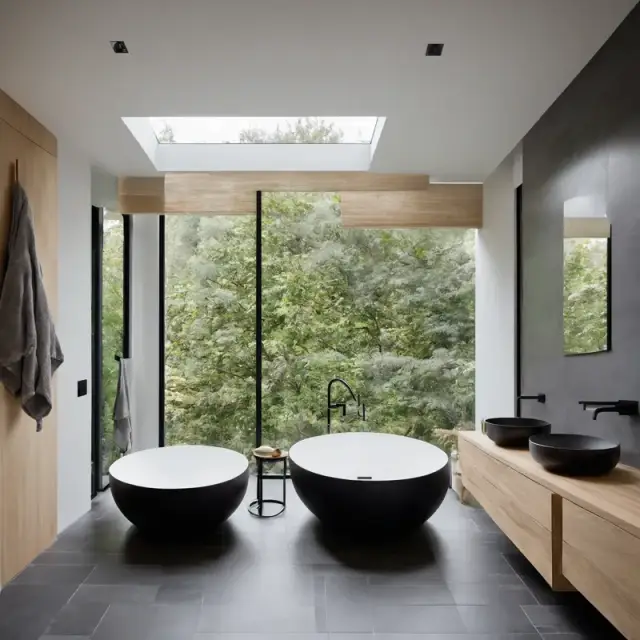 Concept render: Bathroom, spa slate, placeholder imagery